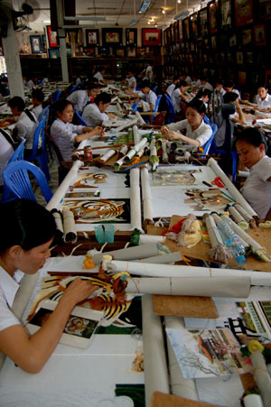Vietnam: private people initiative for war Handicaped people. They are working near Halong Bay, producing tourist souveniers
