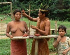 Yagua-Indio's am Amazonas im Dreiländereck, Kolumbien, Brasilien, Peru, Amazonas-River, indigenous people,