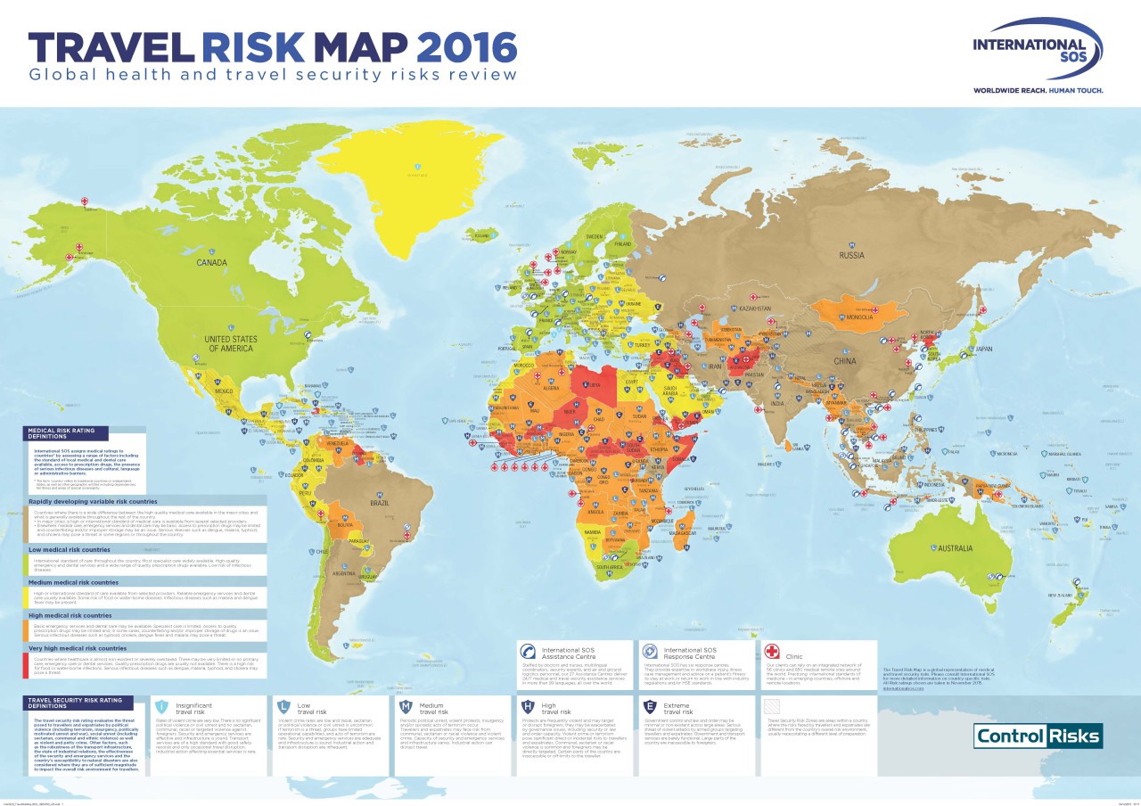 International SOS Travel Risk Map 2016